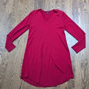 Eileen Fisher Red 100% Merino Wool Dress Sz Small